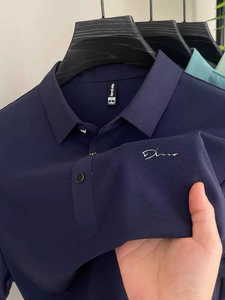 New 2025 Mens Short Sleeve Polo Shirt Summer Fashion High-end Golf Silk Leisure Business Hot Selling T-shirt T250604