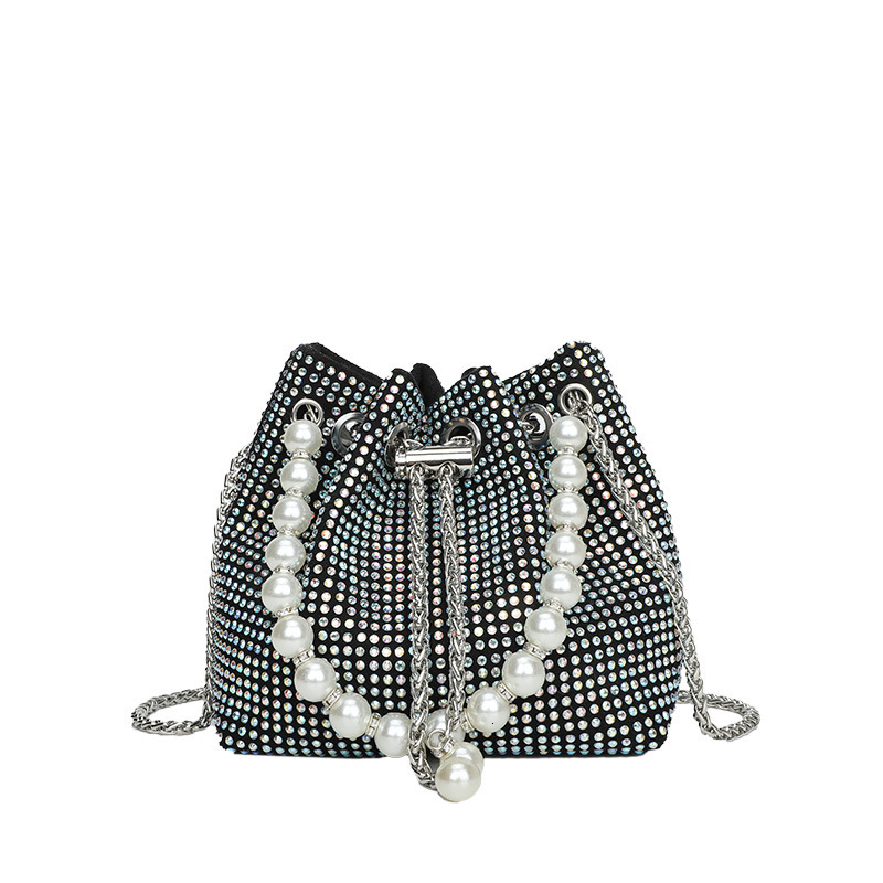 Pearl Handbag For Women Free Shipping New Trendy Fashion Shiny Designer Rhinestone Shoulder Bag Internet Shopping Bag Celebrity Stylish Chain Crossbod