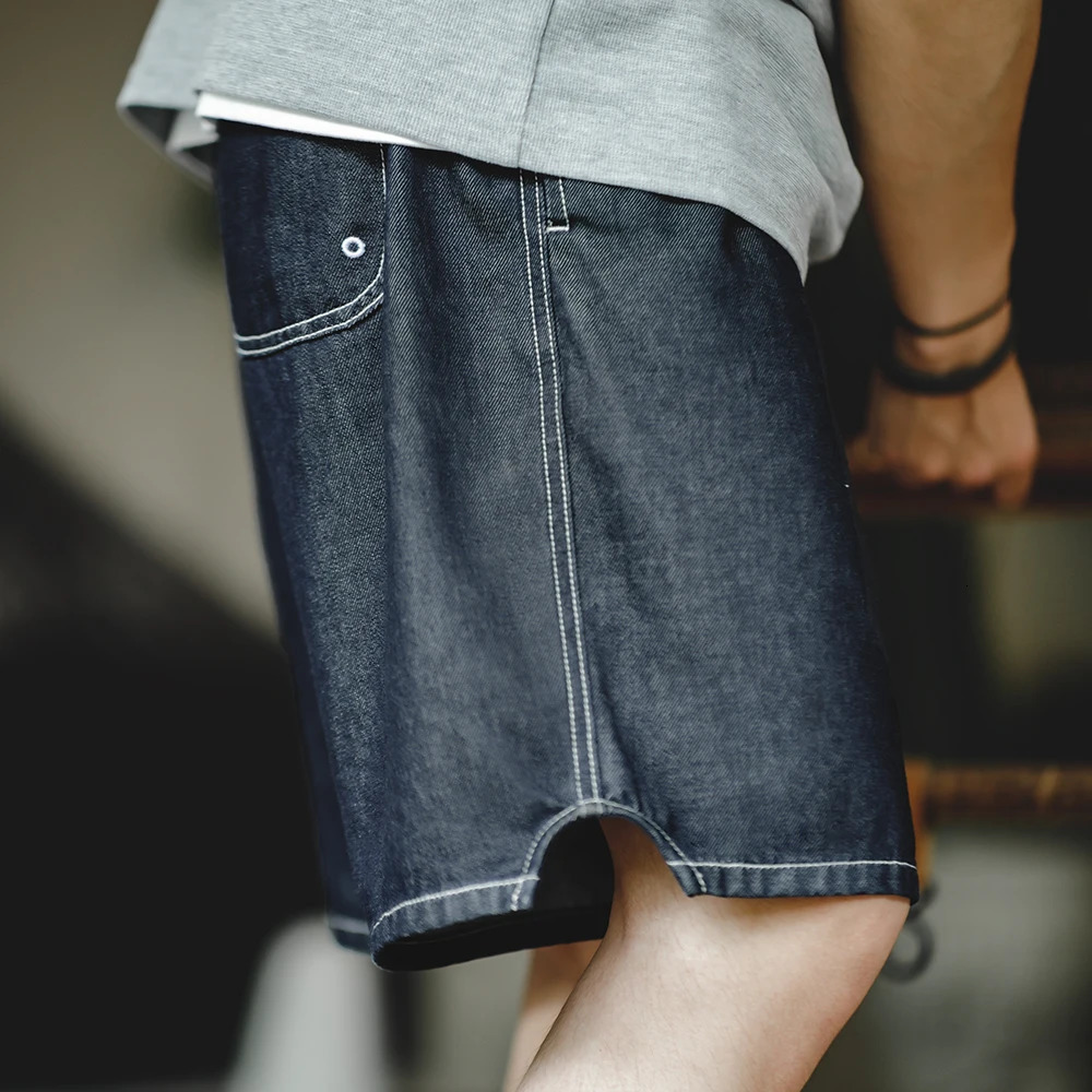 Maden Summer Casual Ice Jeans Men Denim Shorts Cool Fit Loose Straight Leg Half Pants Mens 250529Z