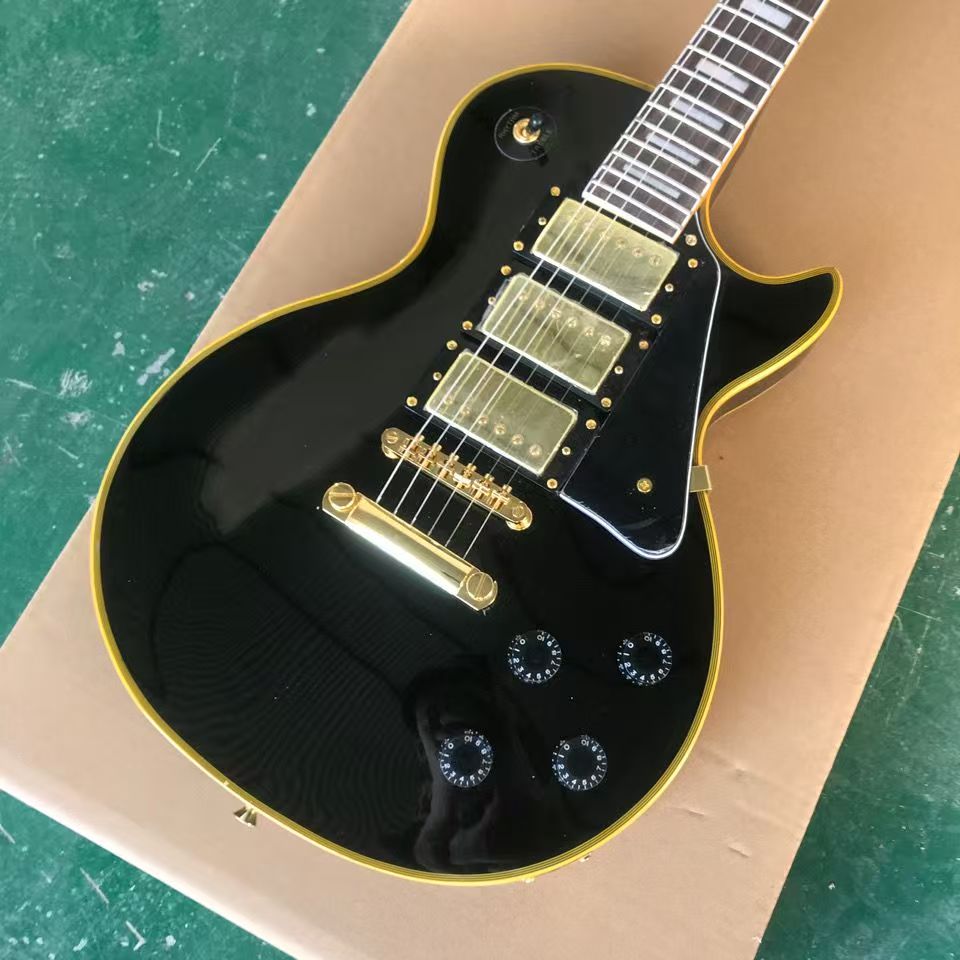 Custom electric guitar 3H pickup Gold hardware Yellow binding rosewood fingerboard mahogany body