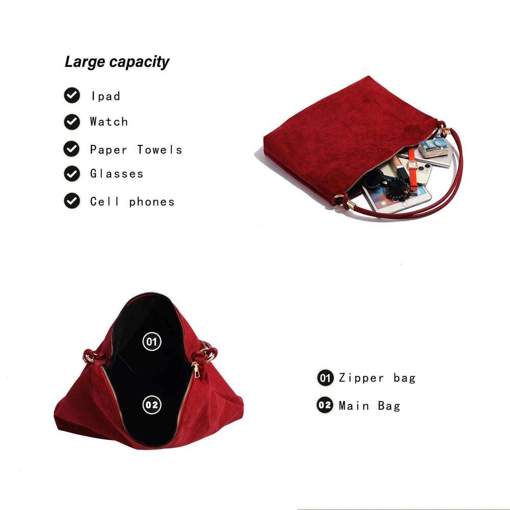 Women's Bags Designer New Bury Retro Shoulder Suede Leather Commuter Women's Tote Bag