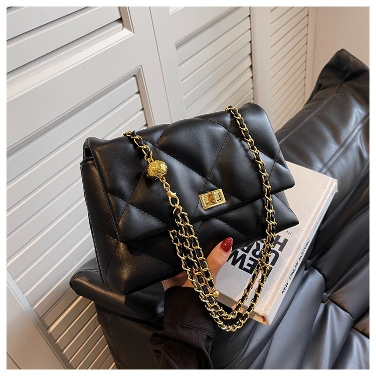 Black Free Shipping Bag For Women Shopping Bag 2025 New Fashionable High-end Single Designer Shoulder Small Square Bag Stylish Versatile Chain Crossbo