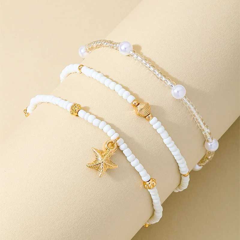 3pcs/set Boho Anklet Beads Chain Shell Pendant Ankle Summer Bracelet Charm Sandals Barefoot Beach Foot Bridal Jewelry A068 W250604