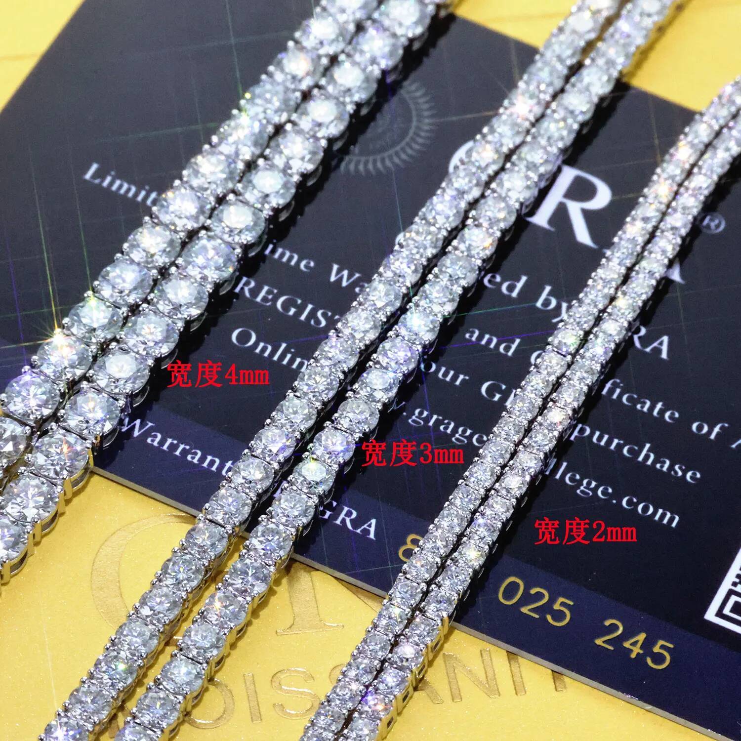 ESKEEM Moissanite Necklace Sier Iced Out VVS Pass Dia Tester 2/3/4/5mm Tennis Chain Fine Jewelry