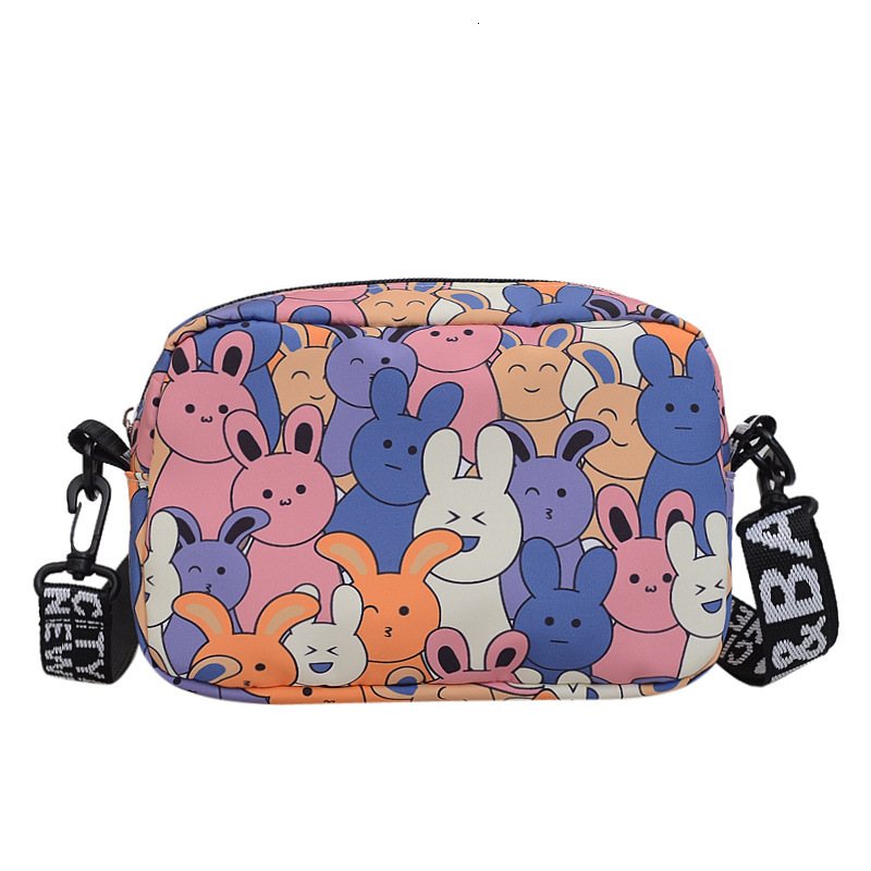 Brand Quality New 2025 New Small Square Bag Cartoon Cute Rabbit Crossbody Bag Letter Strap Lightweight Storage Bag Fashion Small Bag New Free Delivery