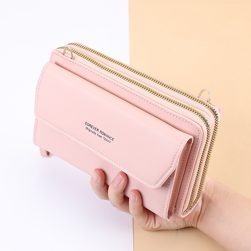 Designer Crossbody Phone Bag Women's Fashion Long Style Women's Wallet Double Zipper Korean Edition Handbag Urban Simple Shoulder Bag