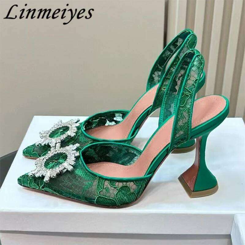 Rhinestone Slippers Woman High Heels Party Dress Shoes Summer Slides Stiletto Crystal Gladiator Sandals Women