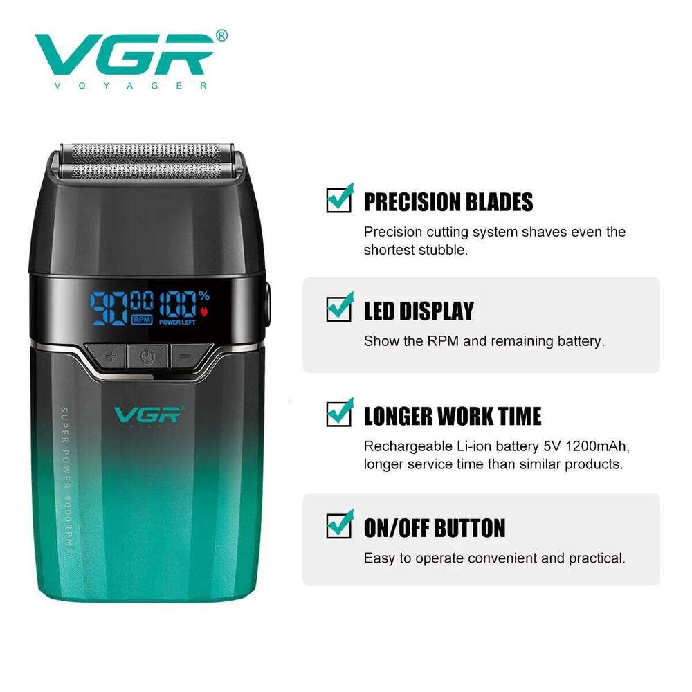 VGR Face Cordless Reciprocating Beard Trimmer Mini Foil Shaver Professional Electric Razor For Man V-308