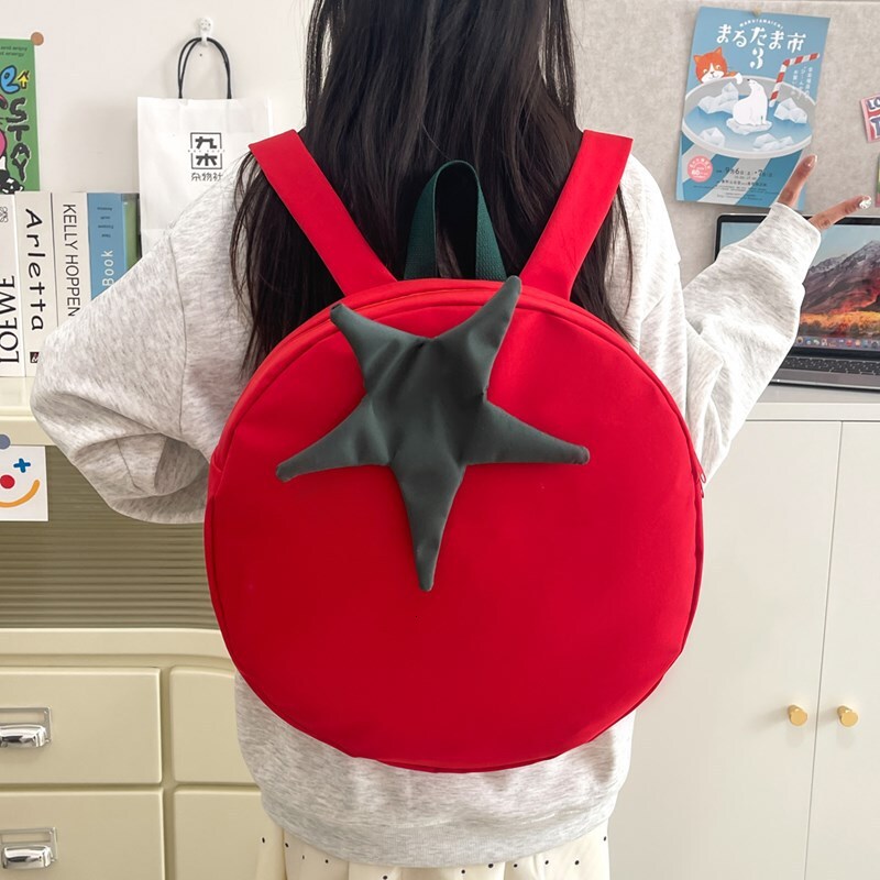 Free Shipping New Style Personality Cute Backpack Versatile Niche Design Designer Bag Outdoors Fruit Tomato Backpack For Middle And High School Studen