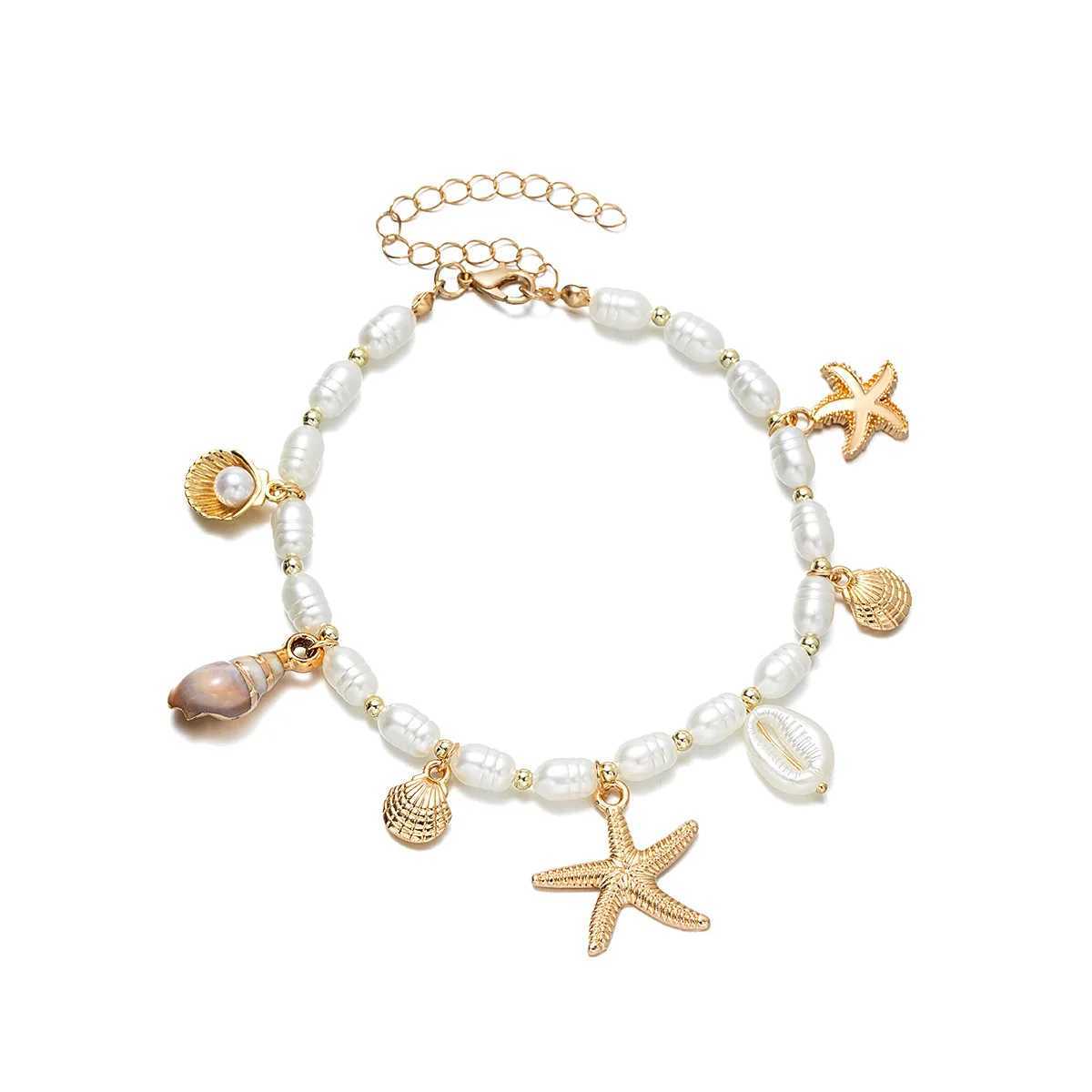 Boho Style Pearls Anklet for Women Girls Summer Trendy Fashion Starfish Pendant Ankle Bracelet Female Foot Beach Jewelry W250604