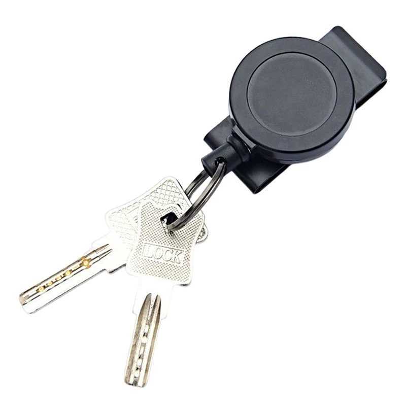 Retractable Keychain Badge Holder Reel with Multitool Carabiner Clip Heavy Duty Key Ring Steel Wire Lanyard Name Tag Stationery M250604