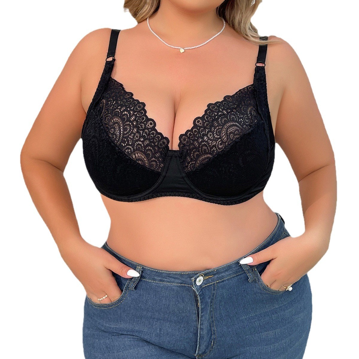 Beauwear Underwire Bralette Ultra Thin Lounge Bra Lace Bras Plus Size Women Underwear D Full Cup Lingerie Plus Size 40-46 Bras Underwire Bra for Big B