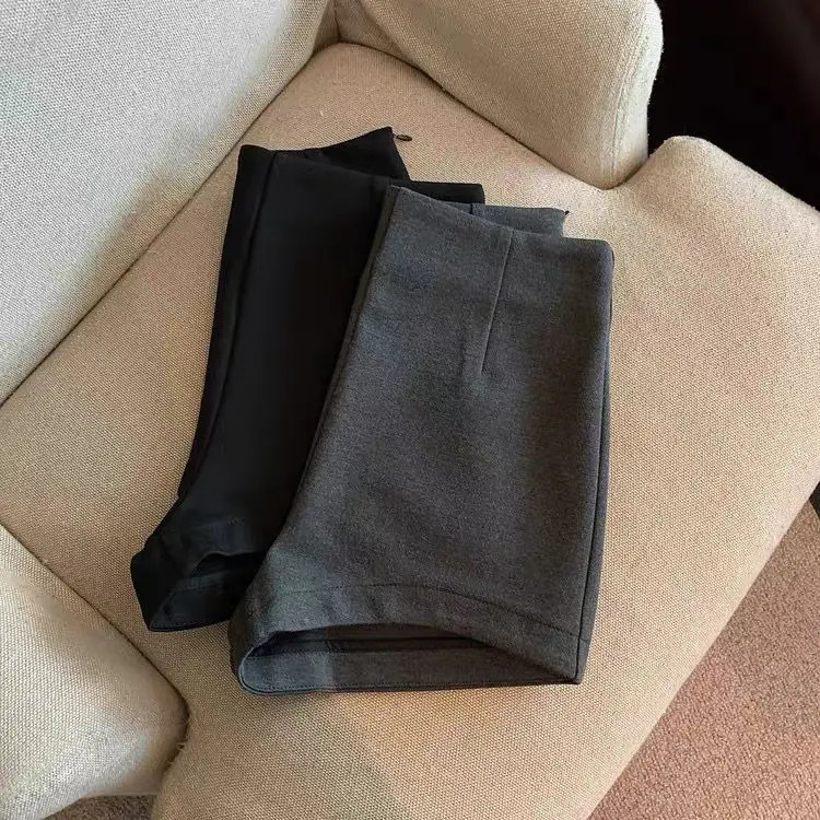 Short Pants Women Black Grey Suits Pantalones Cortos De Mujer Autumn Slim High Waist Wide Leg Shorts Femme Y2k 250603
