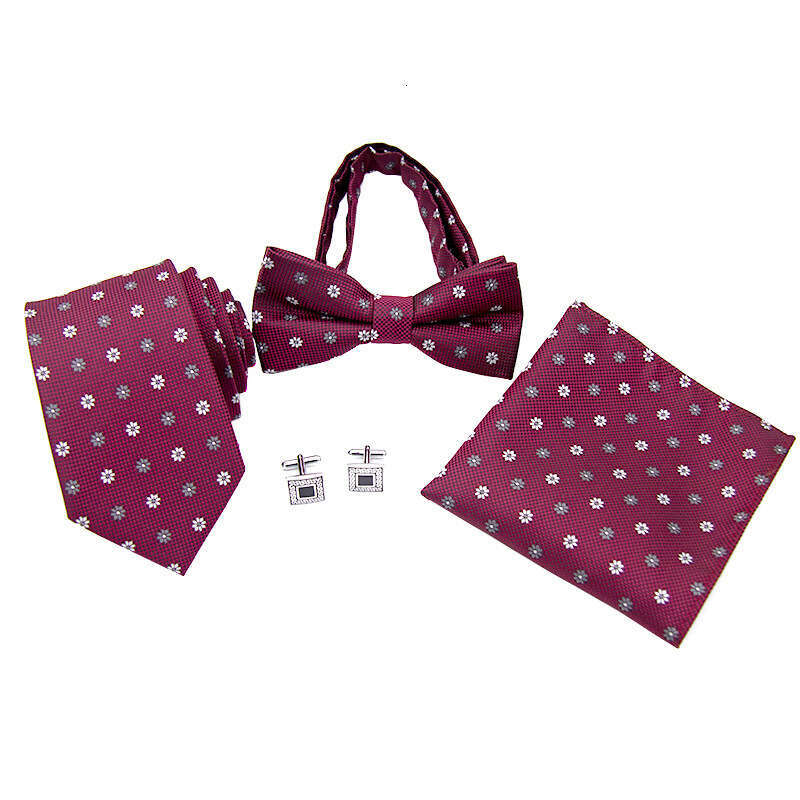 mens business formal wear party gift fashion handkerchief and bow tie set