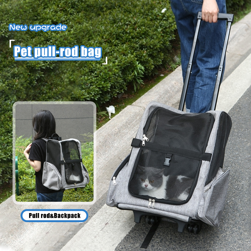 Pet trolley bag cat and dog travel bag cat trolley bagcat carrier bagdog backpack bag Two usage methods