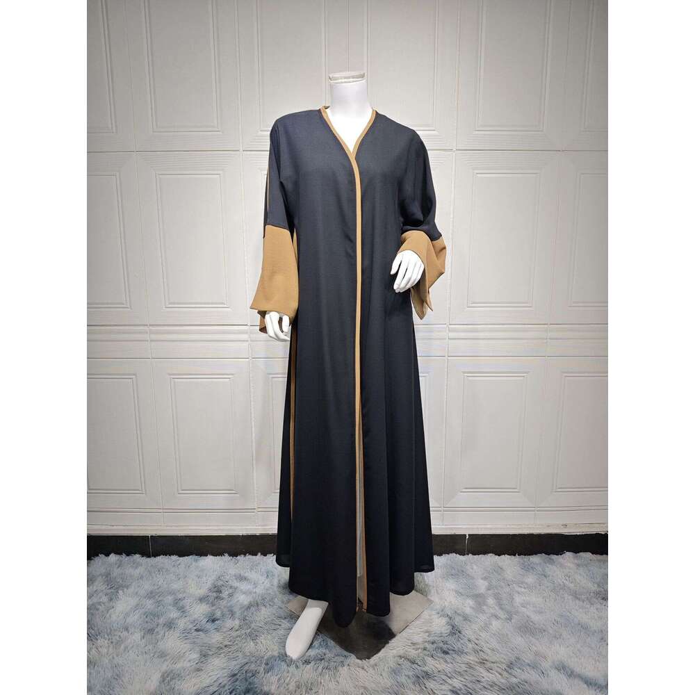 Mq139 Cardigan Summer Dubai Elegant Long Dress Fashion Patchwork Large Sleeves Abaya B5
