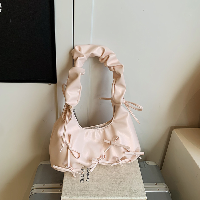 Wrinkled shoulder bag new bow tie shoulder cloud fashion bag cute fashion women s armpit bag designer women s crossbody bag handbag
