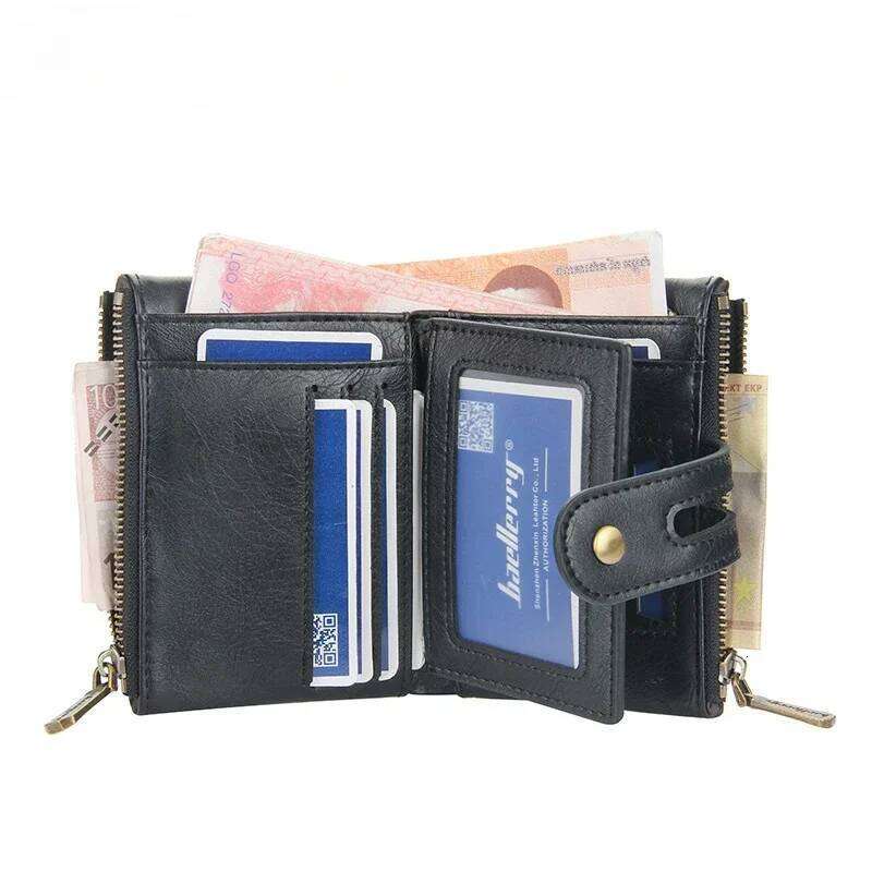 New Men Wallets PU Leather Short Card Holder Chain Brand Men's High Quality Classic Retro Male Wallet Coin Purse