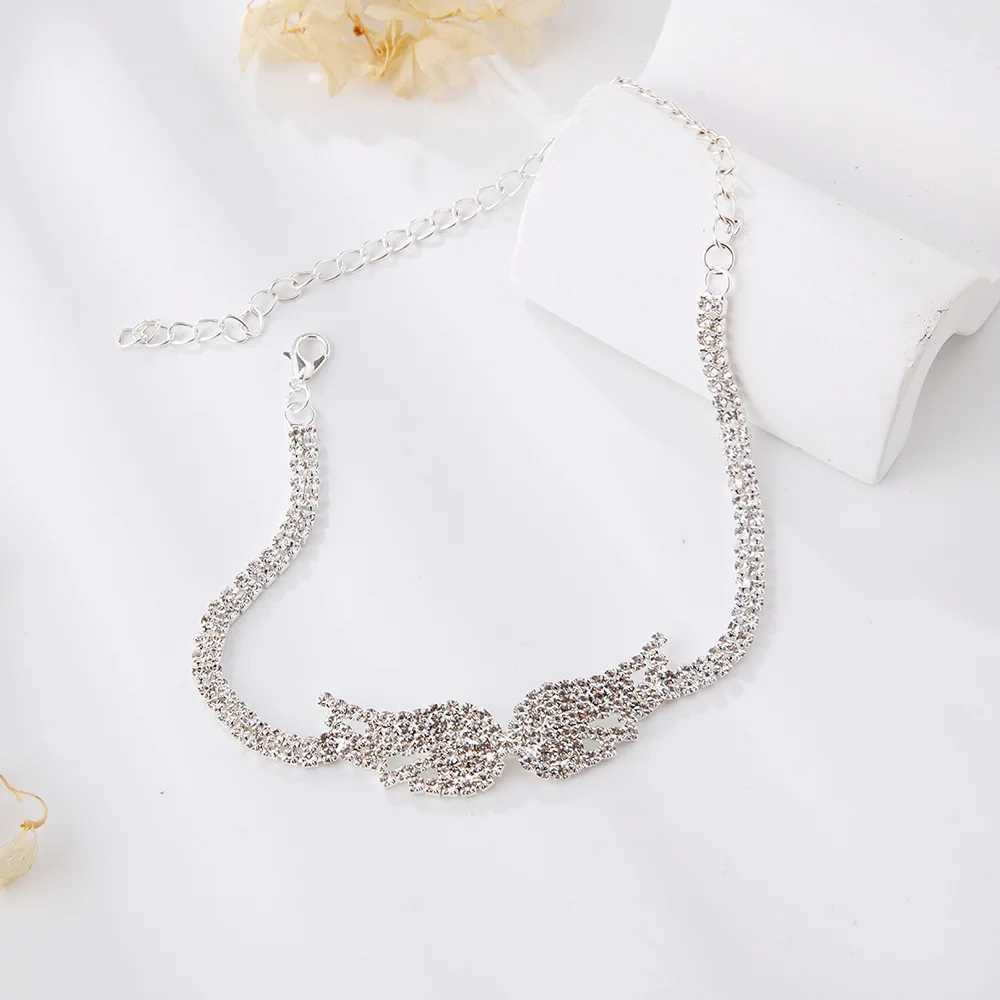 Fashion 2024 Angel Wings Anklet Chain Leg Anklet for Women Girls Summer Ankle Rhinestone Bling Bracelet Beach Accessories Gift W250604