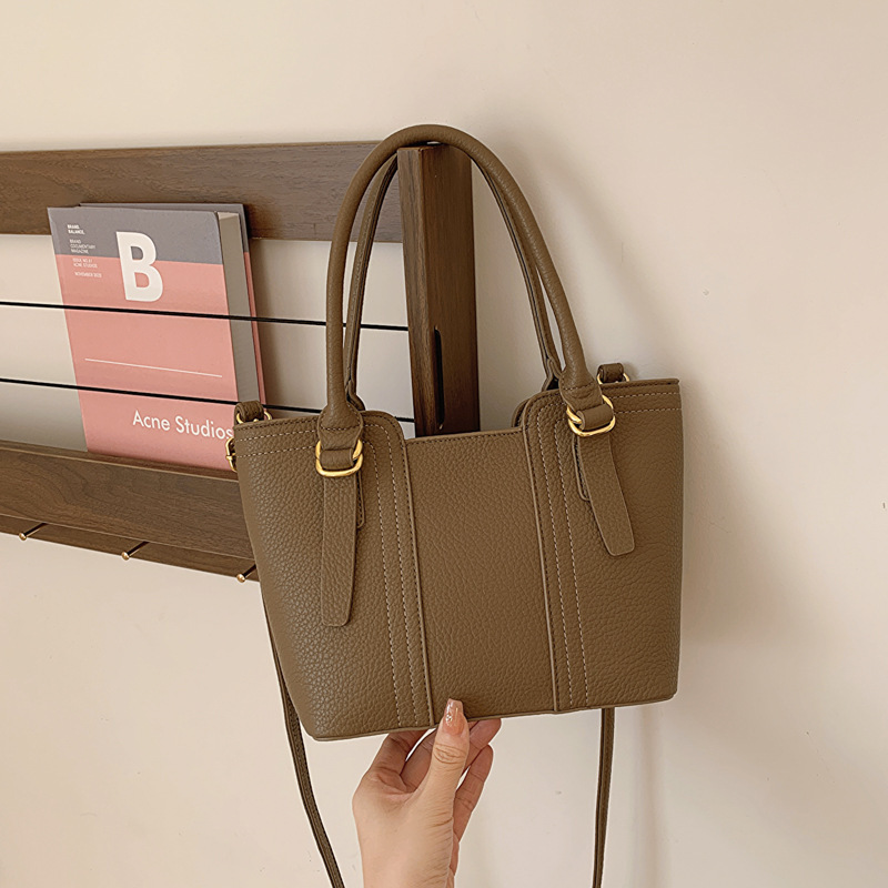 designer Korean Style Simple Fashion Design Shoulder Bag 2025 Spring Summer New Litchi Pattern Handheld Tote Small Square Bag