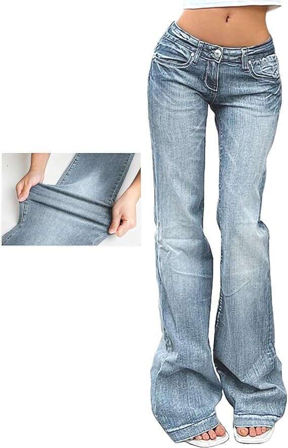 Temu American Style Spicy Girl Flared Slim Fit Stretch Jeans Women Long Pants B5