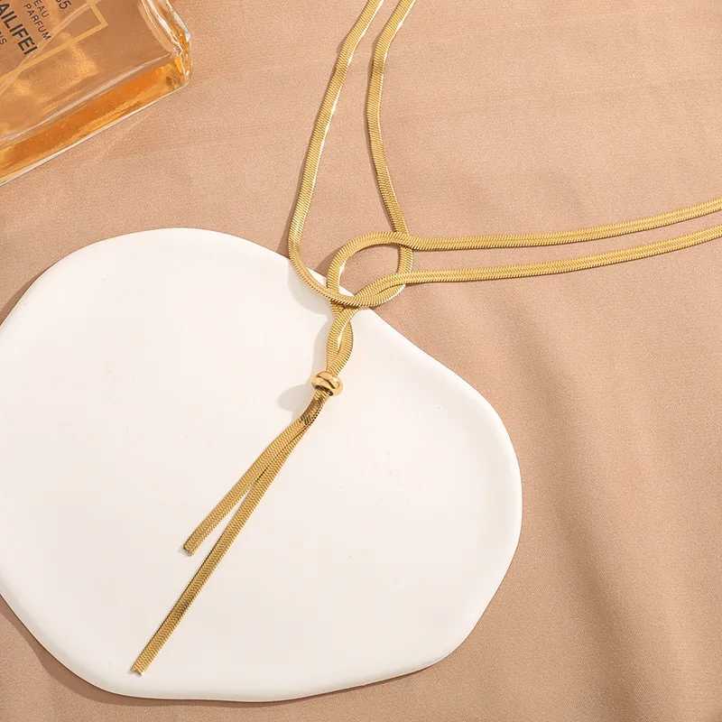 100cm Minimalist Long Tassel Sweater Snake Chain Necklace for Women XJ250604