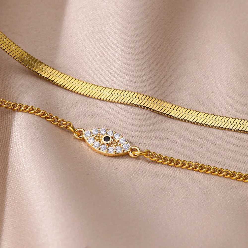 Boho Evil Eye Anklets for Women Turkish Style Stainless Steel Anklet Bracelet 2023 Trend Lucky Summer Beach Jewelry Accessories W250604