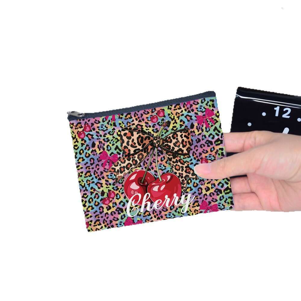 Leopard Print Cherry Purse Large Capacity High-end Card Holder Key Bag Clutch Coin Storage
