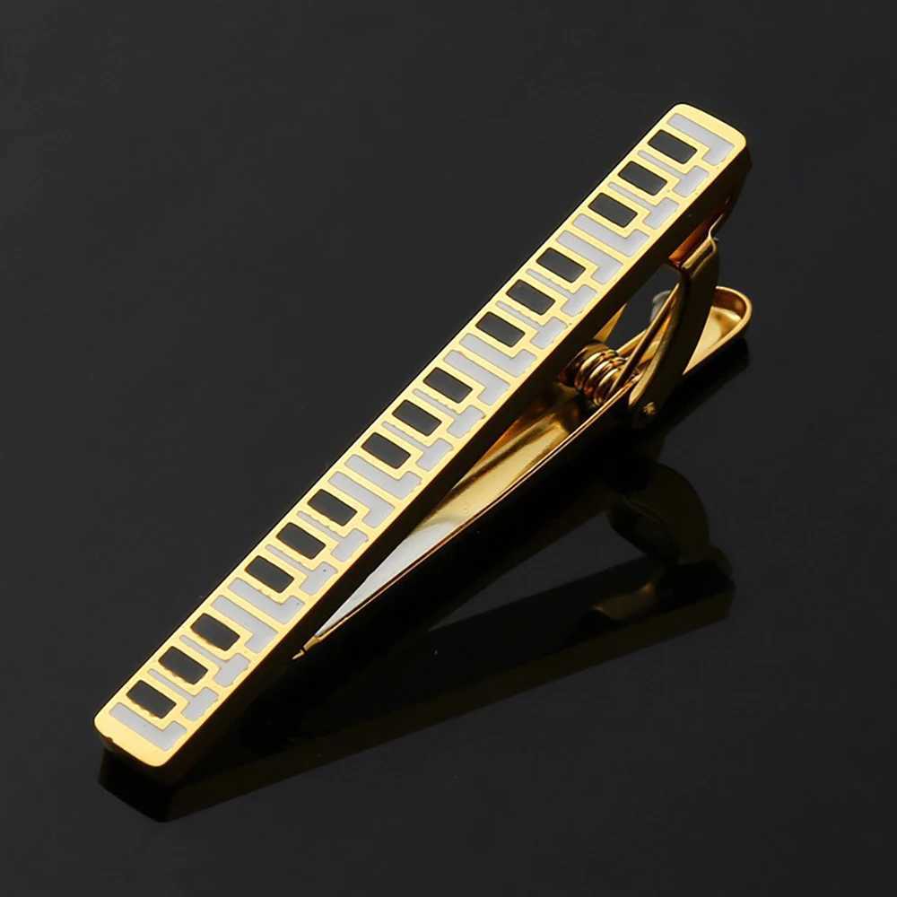 Hot Sale Mens Music Notation Metal Golden Piano Keys Necktie Clip Stainless Steel Clips Pin For Party Wedding Clips Accessories W250604
