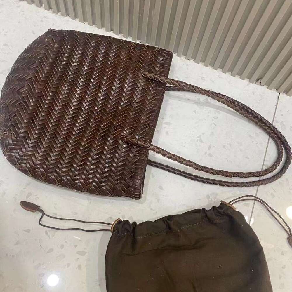 Woven Bag Leather Spring Summer New Top Layer Cowhide Handwoven Tote Large Capacity Women S Shoulder Beach Bag Soft Woven Tote