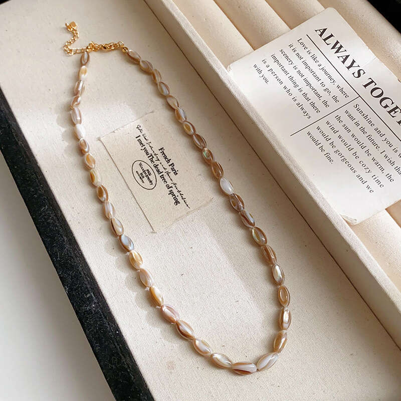 Luxury jewelry designer necklace Real Gold Plated Zircon Square Mother-of-Pearl Pendant Ethnic Style Exquisite Clavicle Chain Fashion Design Necklace