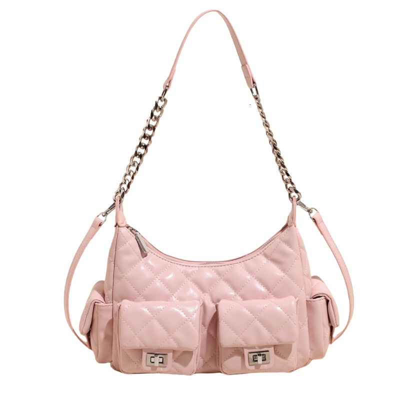 designer Quilted Chain Bag for Women 2025 New Spring Summer Niche Design Shoulder Crossbody Bag Motorcycle Bag Casual Underarm Bag