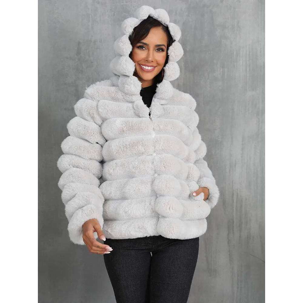 ZADORIN Autumn Winter Casual Hood Fluffy Pink White Coat Women Ripple Zipper Ladies Jackets Fur Faux Coats for Woman