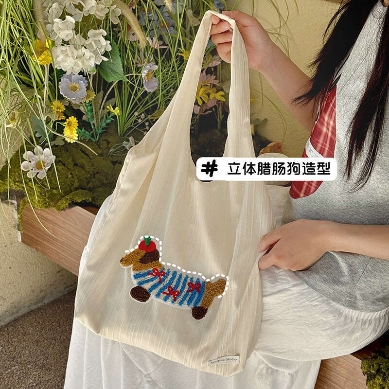 Summer New Large Capacity Handheld Shoulder Shopping Cute Cartoon Tote Underarm Crossbody Bag