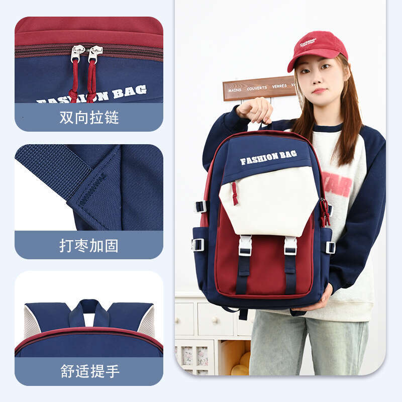 Large Capacity Double Shoulder Backpack Printed Casual Travel for Middle and High School Students Fashionable Laptop Bag