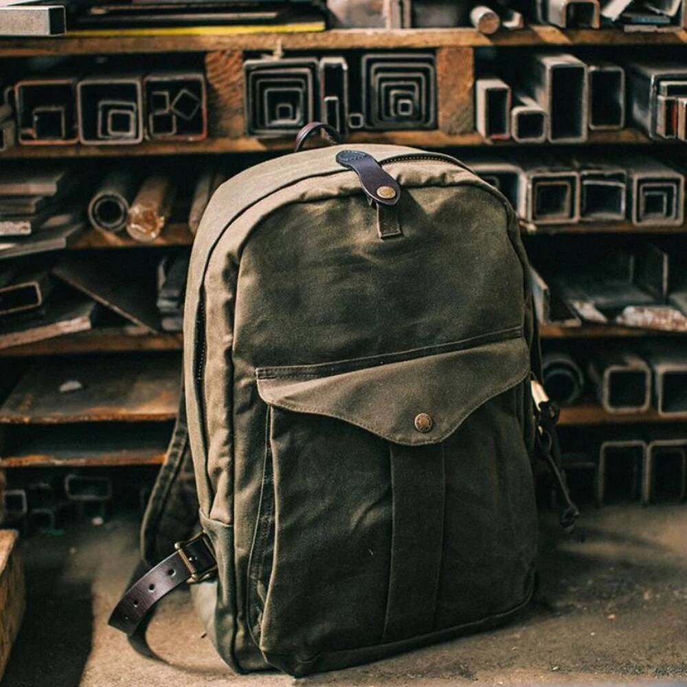 70307 Super Quality American Vintage Waterproof Heavy Wax Canvas Backpack Unisex Computer Travel Bag 15oz