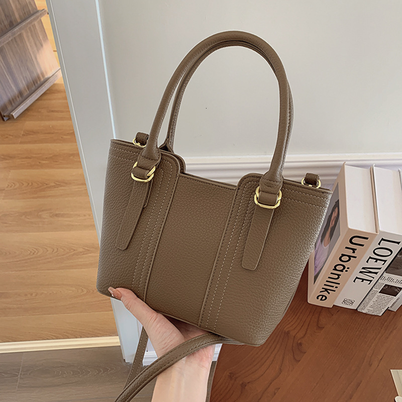 designer Korean Style Simple Fashion Design Shoulder Bag 2025 Spring Summer New Litchi Pattern Handheld Tote Small Square Bag