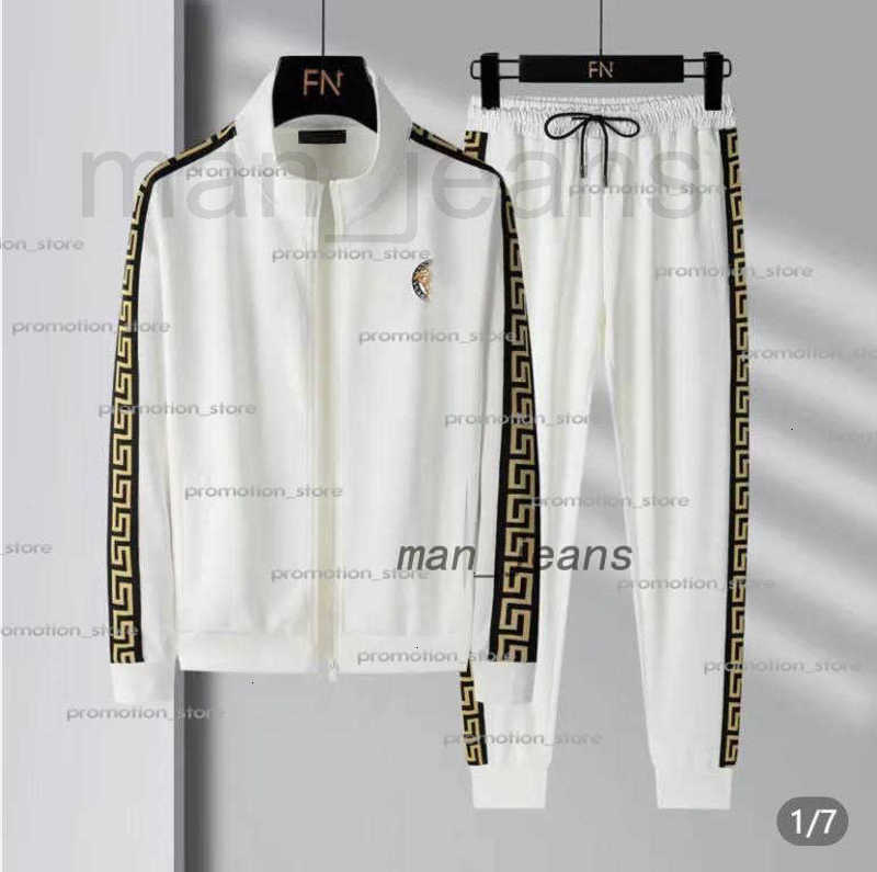 Men's Tracksuits Designer Spring And Autumn Luxury Mens Silk Slip Fabric Design Leisure Sports Running For Mens Tracksuit Asian Size PS09