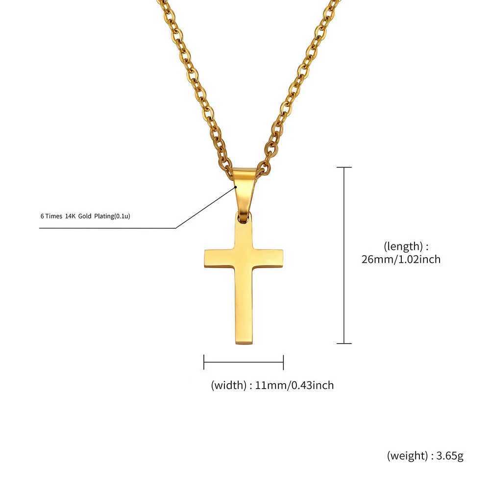 Hip Hop Cross Pendant Necklace for Men Women Minimalist Unisex Stainless Steel Smooth Rock Jewelry Trendy Couple Gifts XJ250604