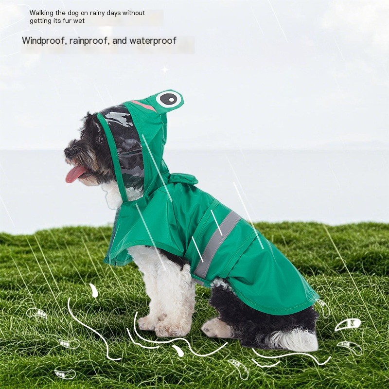 Reflective Waterproof Dog Raincoat with Adjustable Hood and Safety Strips for Night and Rainy Walks