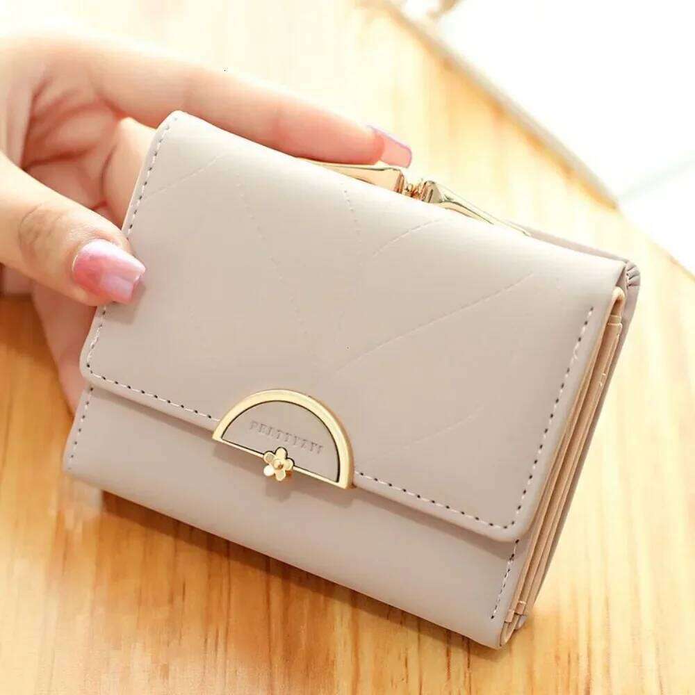Summer New Women's Short Wallet Japan and South Korea PU Leather Hardware Buckle Three Fold Bag High Texture Multi-c