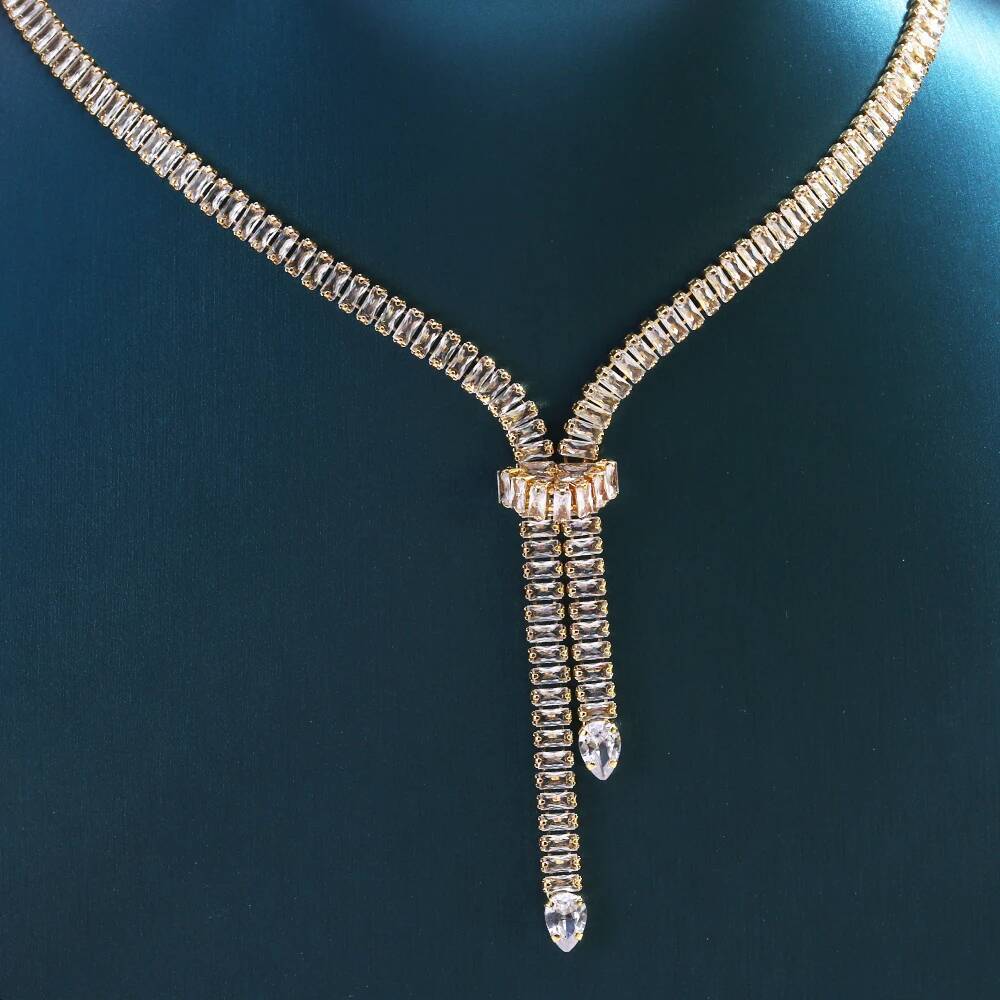 Bridal Fashion Crystal Rhinestone Choker Necklace Women Wedding Accessories Tennis Chain Zircon Chokers Jewelry Collier Femme