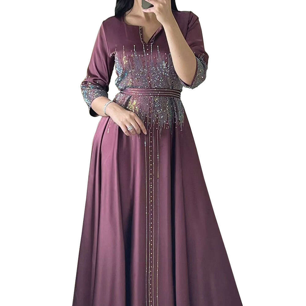 Because0247 Muslim Embroidered Evening Gown With Rhinestones B5