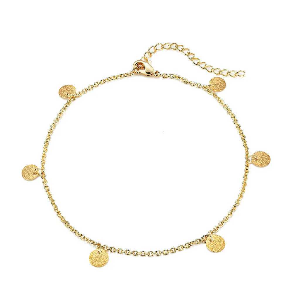 MinaMaMa Stainless Steel Tassel Disc Anklet For Women Summer Yoga Beach Foot Chain Jewelry Accessories W250604