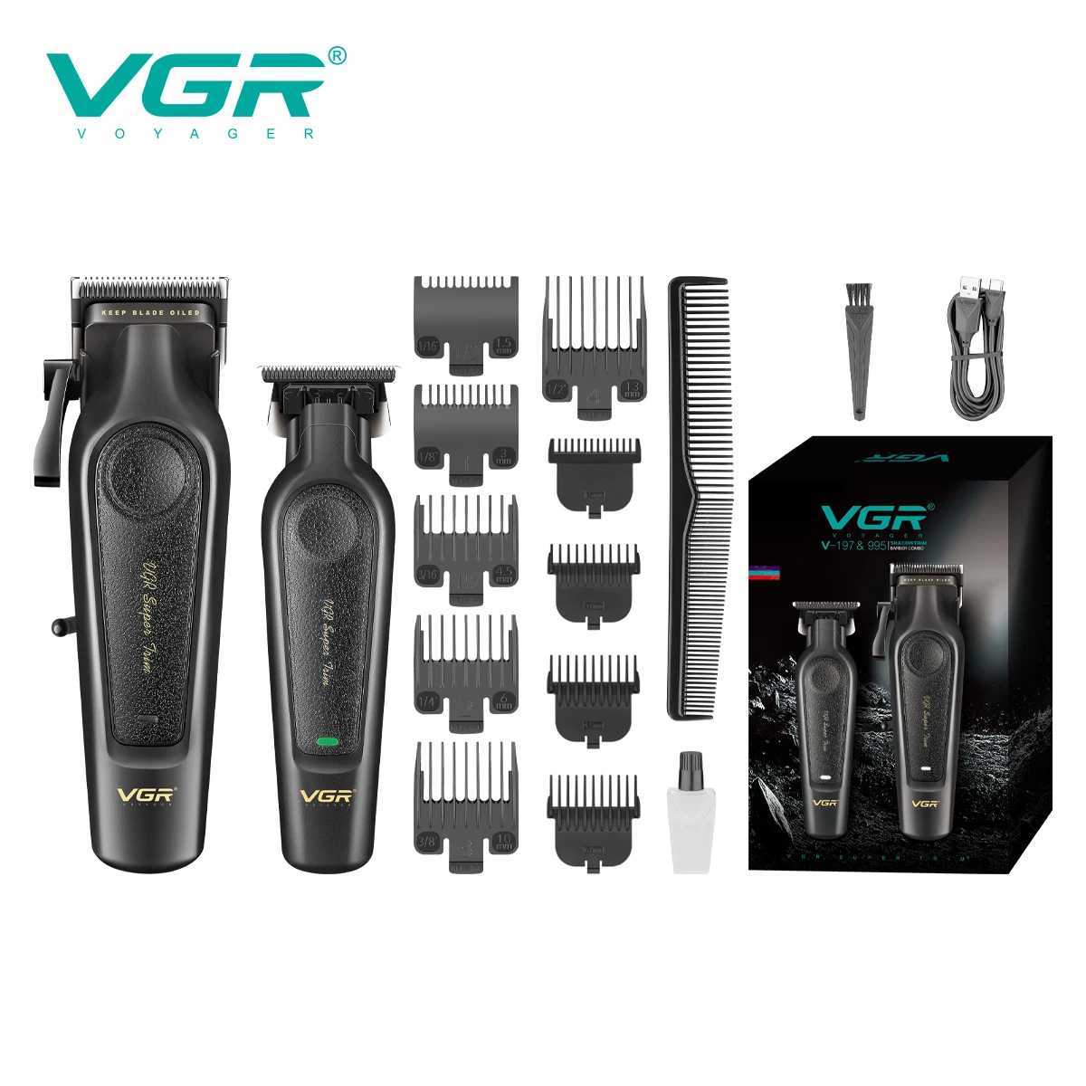 VGR New Professional Hair Trimmer Set Barber Mans Hair Clipper Sets Electric Hair Cutting Adjustable Hair Trimmer Set V-197 995XJ250604