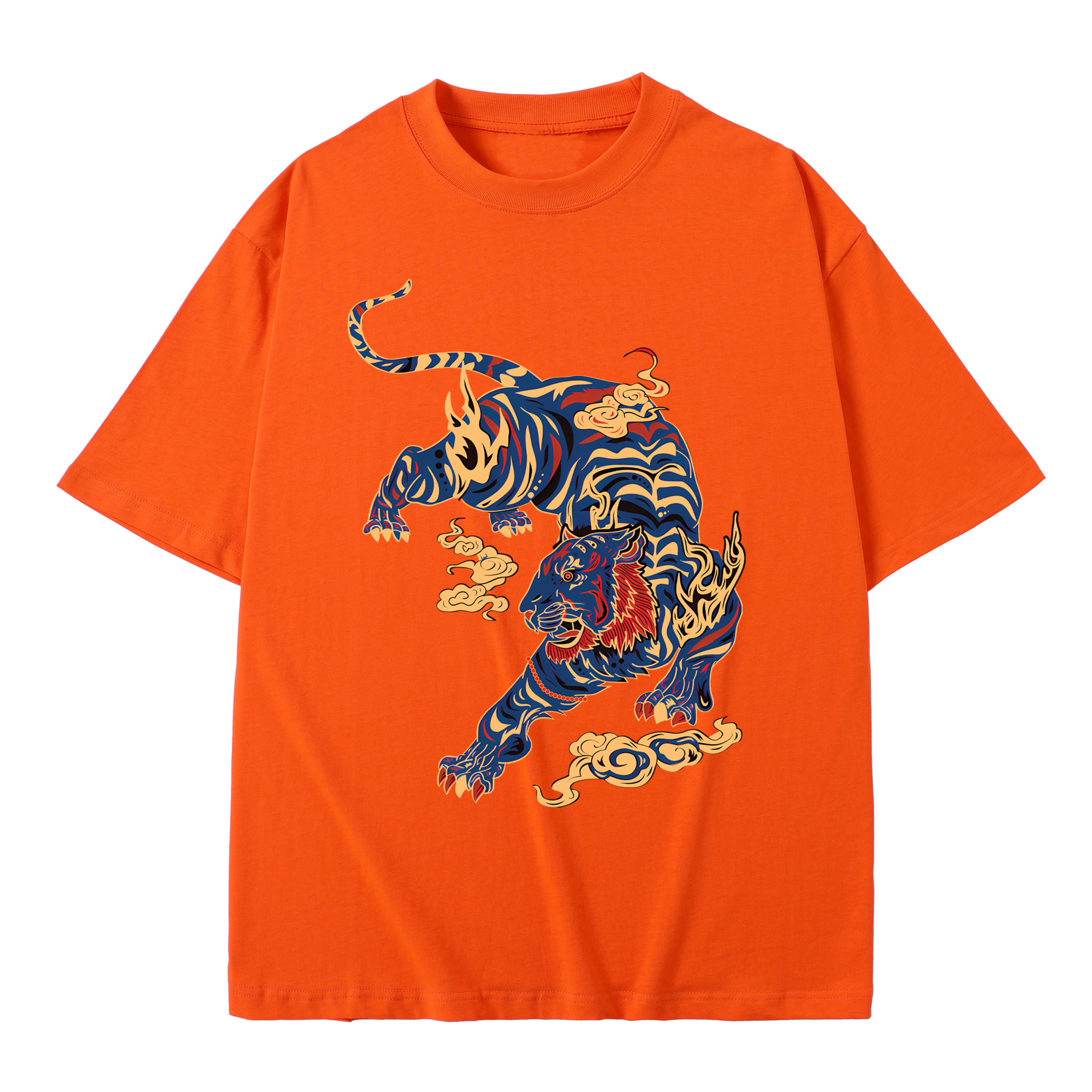 T-shirt men's top designer cotton T-shirt the tiger Painting short sleeved clothing high-quality fashionable T-shirt BROADTRUE