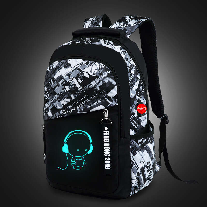 Men's Backpack for Middle Students, School Laptop Bag, Lightweight and Durable with Night Glow