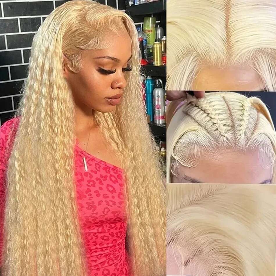 Curly 200 Density 28 30 32 Inch 613 Honey Blonde Deep Wave 13x4 Front Wigs HD Transparent 13x6 Lace Frontal Wig Human Hair