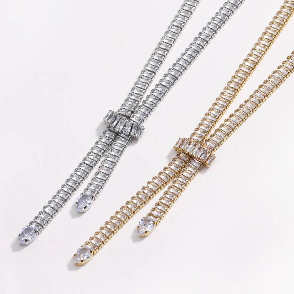 Bridal Fashion Crystal Rhinestone Choker Necklace Women Wedding Accessories Tennis Chain Zircon Chokers Jewelry Collier Femme