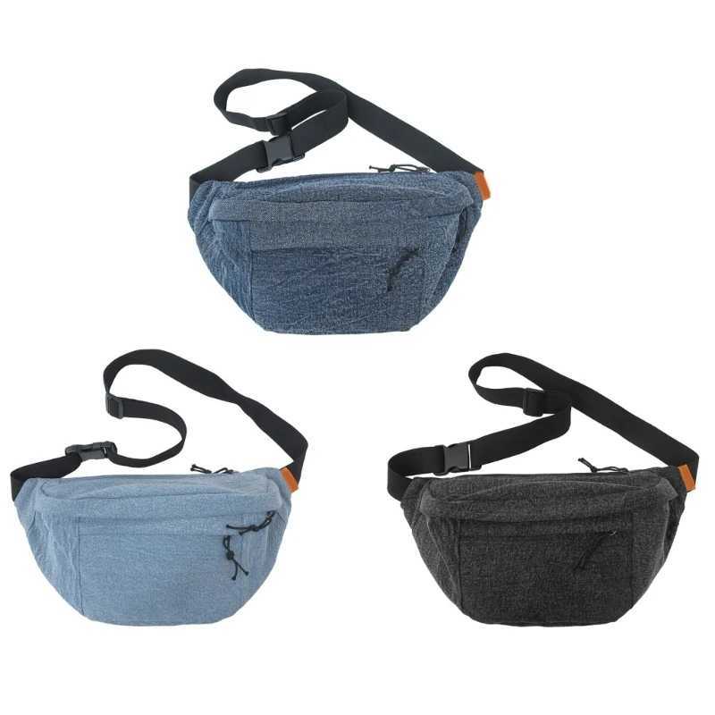 Denim Shoulder Crossbody Bag for Women Men Large Capacity Fanny Pack Sling Purse Outdoor Sport Zippered Jeans Chest Bag W250604